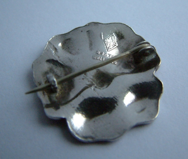 c1918 enamelled sterling silver pansy brooch John Atkins & Son